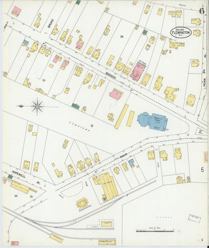 Sanborn Fire Insurance Map from Flemington, Hunterdon County, New Jersey (1902), Sheet #0006 - Complete Map Set gallery image, historic Sanborn map, vintage wall art, New Jersey New Jersey