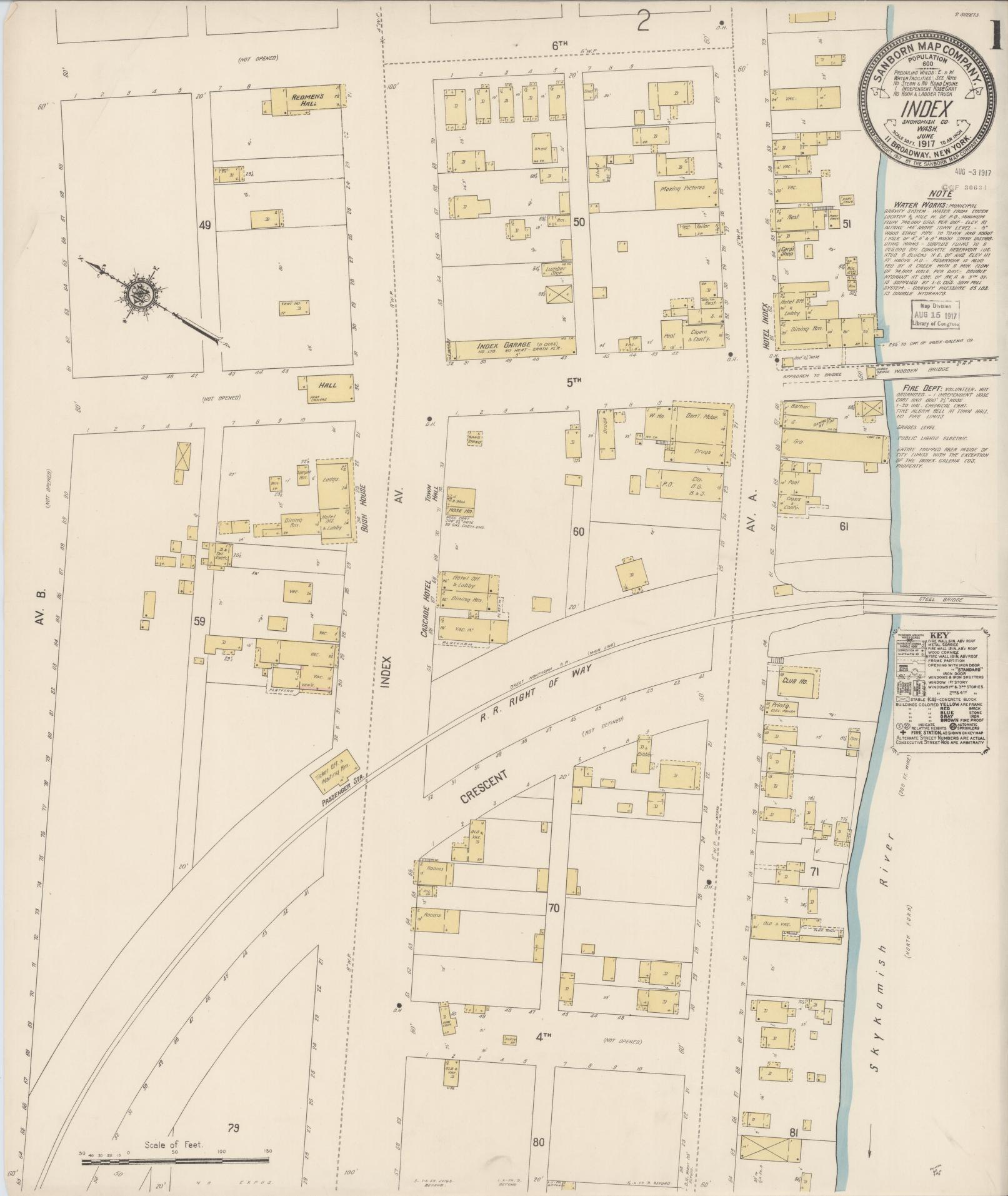 Sanborn Fire Insurance Map from Index, Snohomish County, Washington (1917), Sheet #0001 - Complete Map Set gallery image, historic Sanborn map, vintage wall art, Washington Washington