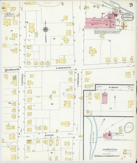 Sanborn Fire Insurance Map from Eufaula, Barbour County, Alabama (1910), Sheet #0009 - Historic Sanborn Fire Insurance Map Print, vintage old map wall art, antique decor, genealogy gift, Alabama Alabama map