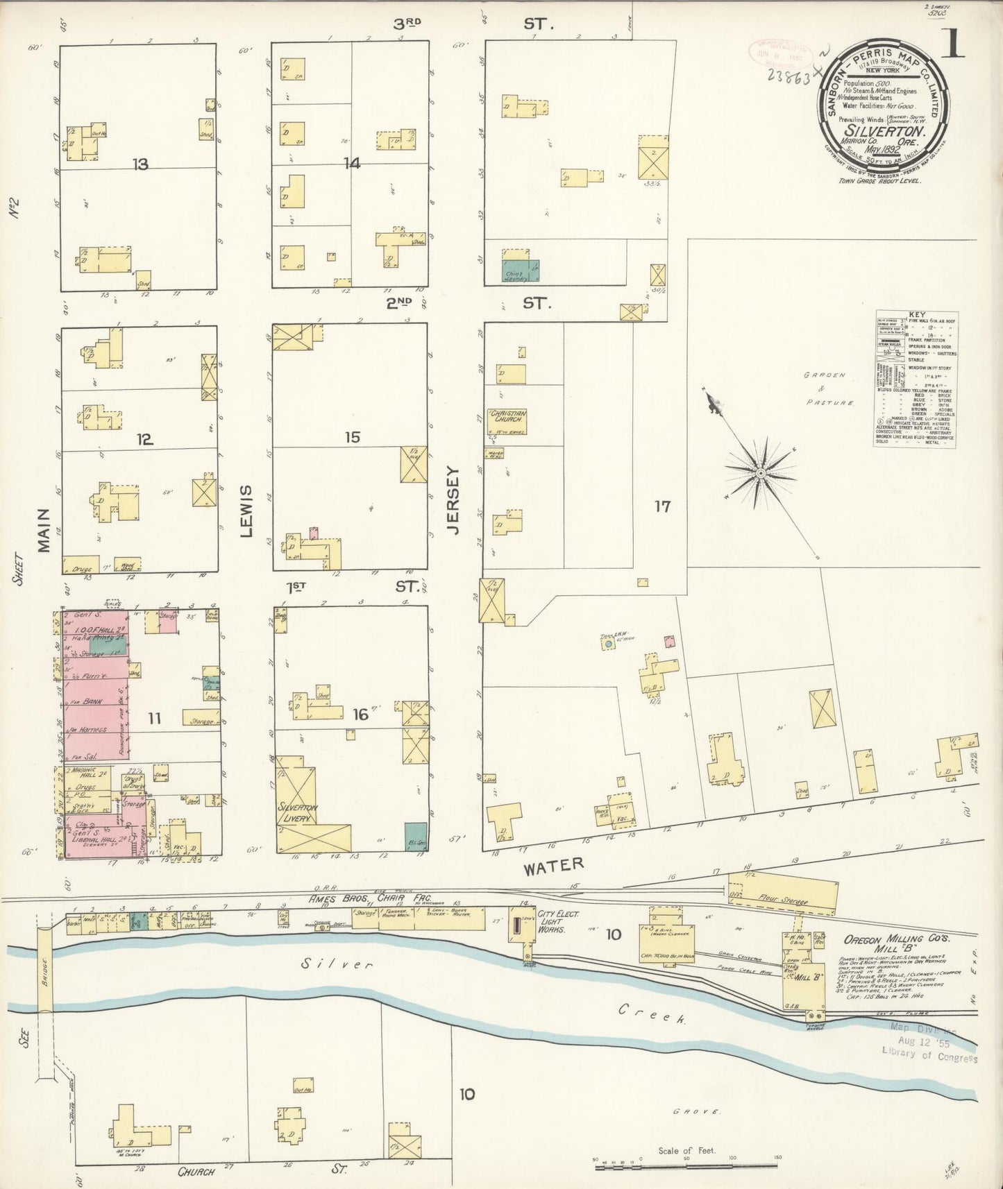 Sanborn Fire Insurance Map from Silverton, Marion County, Oregon (1892), Sheet #0001 - Complete Map Set gallery image, historic Sanborn map, vintage wall art, Oregon Oregon