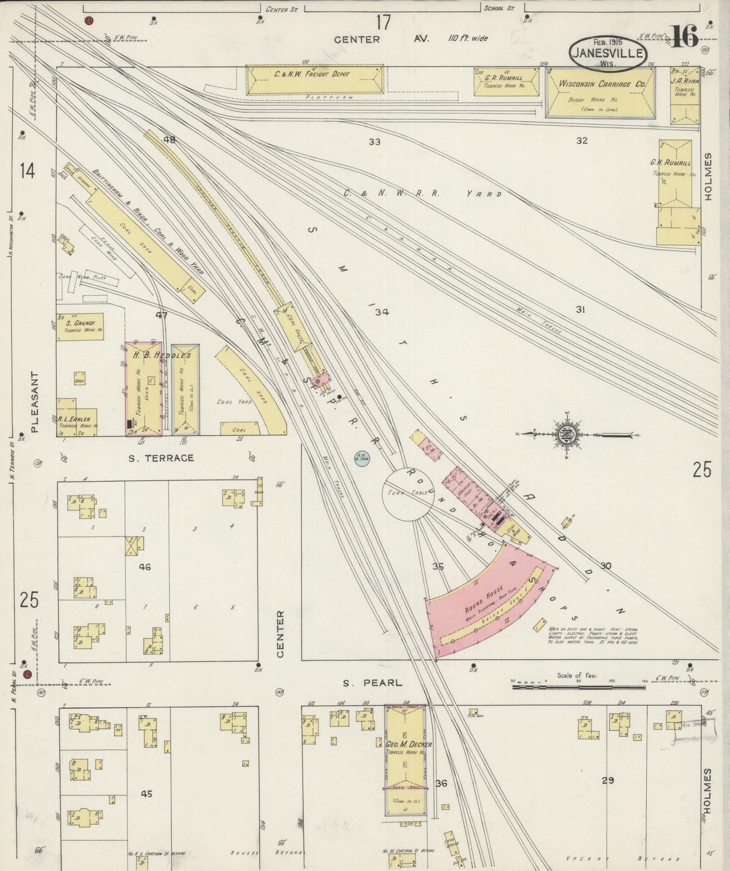 Sanborn Fire Insurance Map from Janesville, Rock County, Wisconsin (1915), Sheet #0016 - Complete Map Set gallery image, historic Sanborn map, vintage wall art, Wisconsin Wisconsin