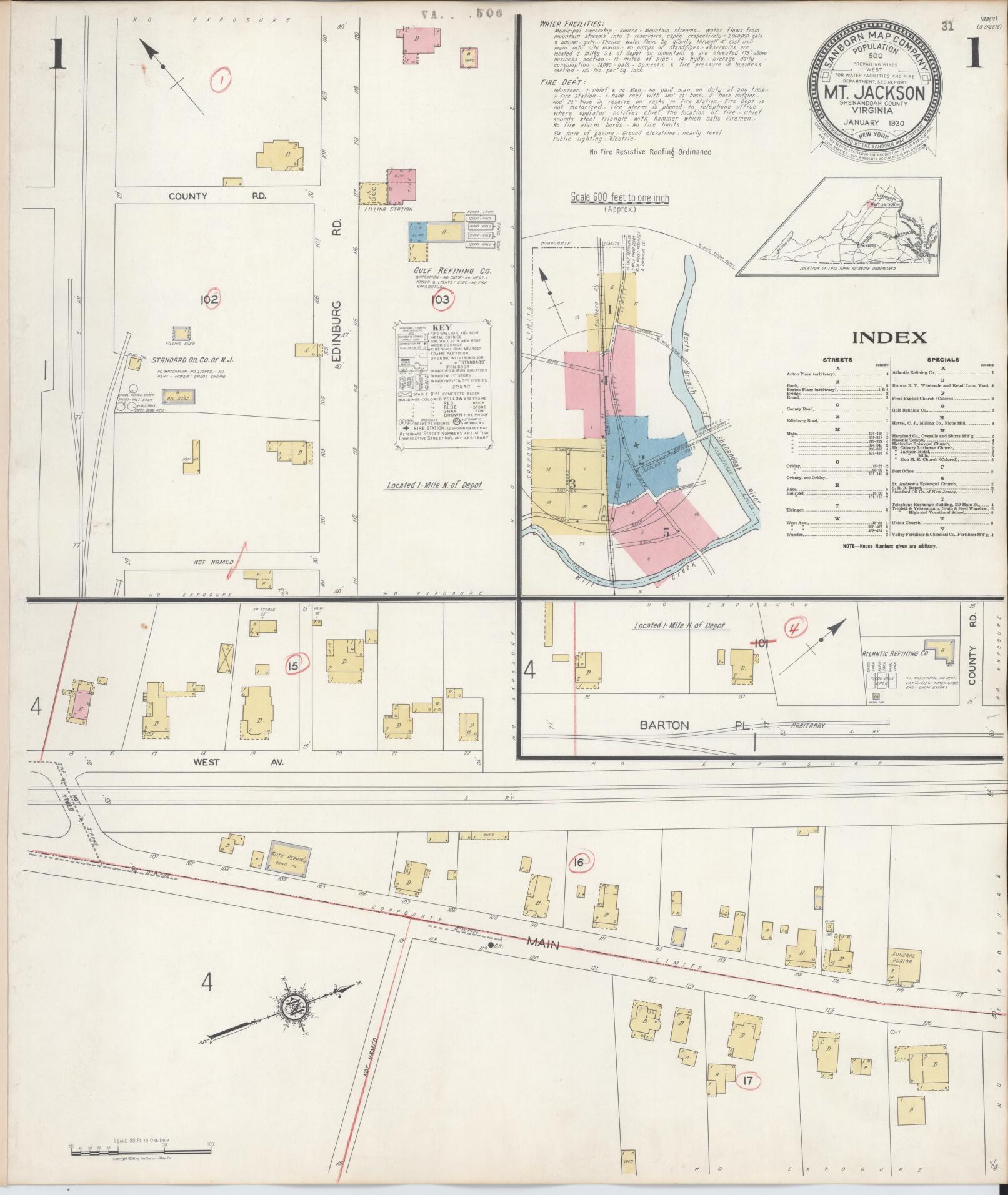 Sanborn Fire Insurance Map from Mount Jackson, Shenandoah County, Virginia. (1930) – Historic Sanborn Fire Insurance Map Print
