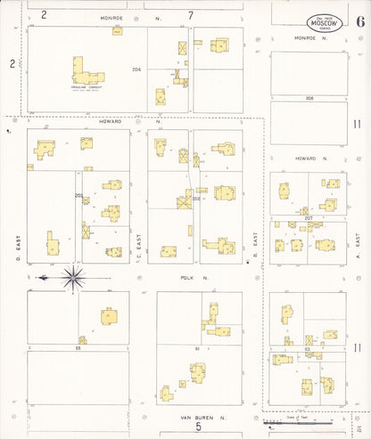 Sanborn Fire Insurance Map from Moscow, Latah County, Idaho (1909), Sheet #0006 - Complete Map Set gallery image, historic Sanborn map, vintage wall art, Idaho Idaho