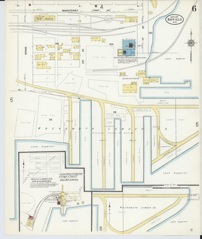 Sanborn Fire Insurance Map from Bayfield, Bayfield County, Wisconsin (1911), Sheet #0006 - Complete Map Set gallery image, historic Sanborn map, vintage wall art, Wisconsin Wisconsin