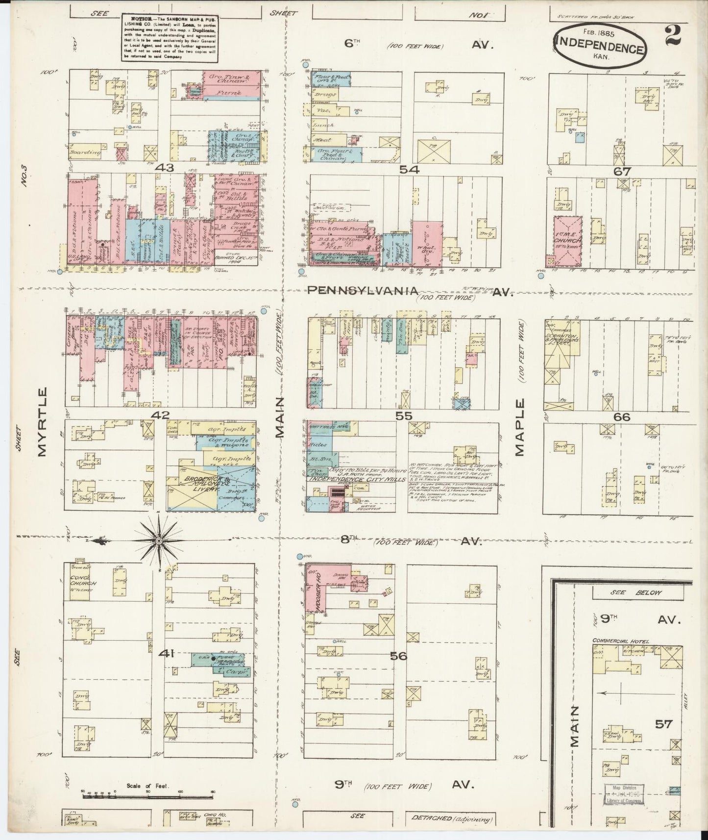 Sanborn Fire Insurance Map from Independence, Montgomery County, Kansas (1885), Sheet #0002 - Complete Map Set gallery image, historic Sanborn map, vintage wall art, Kansas Kansas