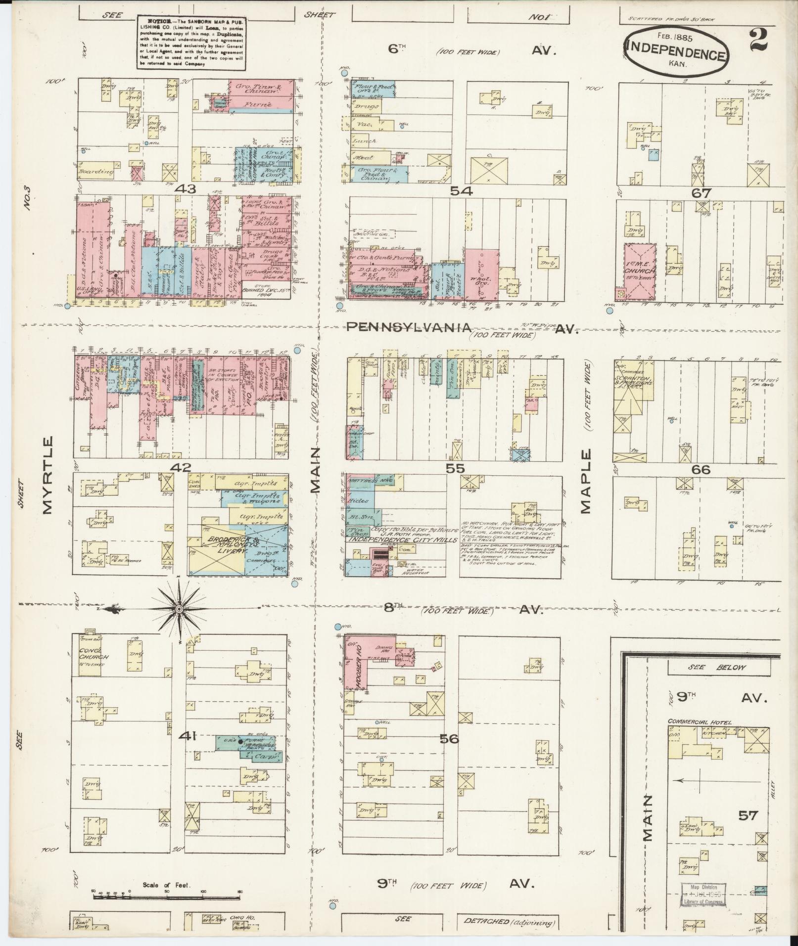 Sanborn Fire Insurance Map from Independence, Montgomery County, Kansas (1885), Sheet #0002 - Complete Map Set gallery image, historic Sanborn map, vintage wall art, Kansas Kansas