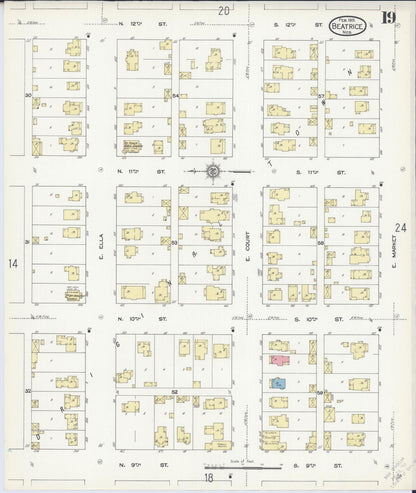 Sanborn Fire Insurance Map from Beatrice, Gage County, Nebraska (1913), Sheet #0019 - Complete Map Set gallery image, historic Sanborn map, vintage wall art, Nebraska Nebraska