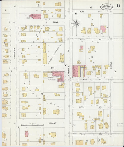 Sanborn Fire Insurance Map from Carthage, Jasper County, Missouri (1902), Sheet #0006 - Complete Map Set gallery image, historic Sanborn map, vintage wall art, Missouri Missouri
