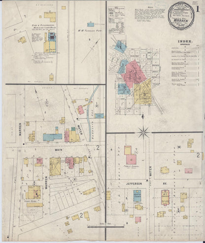 Sanborn Fire Insurance Map from Warren, Jo Daviess County, Illinois (1898), Sheet #0001 - Historic Sanborn Fire Insurance Map Print, vintage old map wall art, antique decor, genealogy gift, Illinois Illinois map