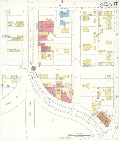 Sanborn Fire Insurance Map from Coronado, San Diego County, California (1921), Sheet #0017 - Complete Map Set gallery image, historic Sanborn map, vintage wall art, California California