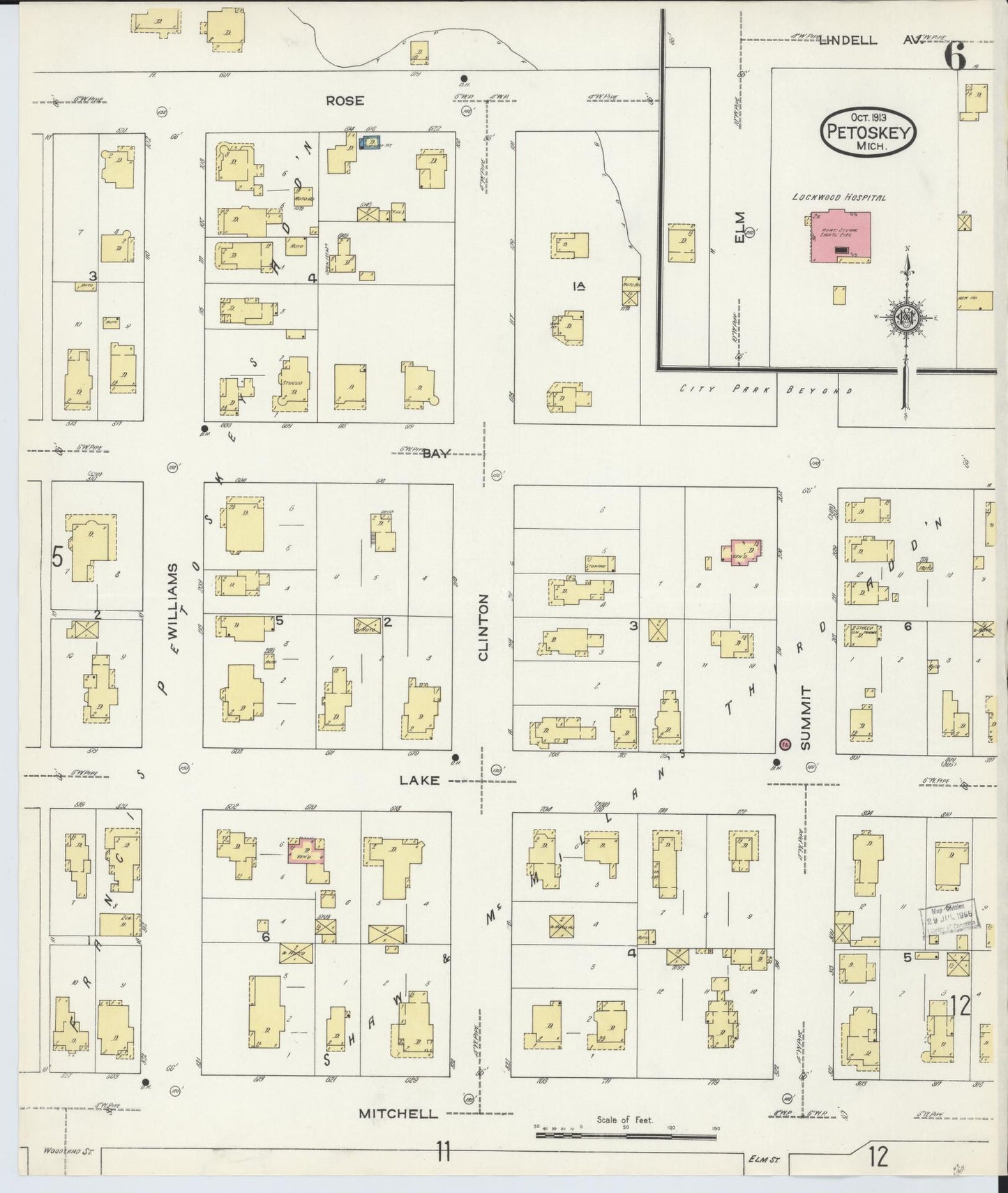 Sanborn Fire Insurance Map from Petoskey, Emmet County, Michigan (1913), Sheet #0006 - Complete Map Set gallery image, historic Sanborn map, vintage wall art, Michigan Michigan