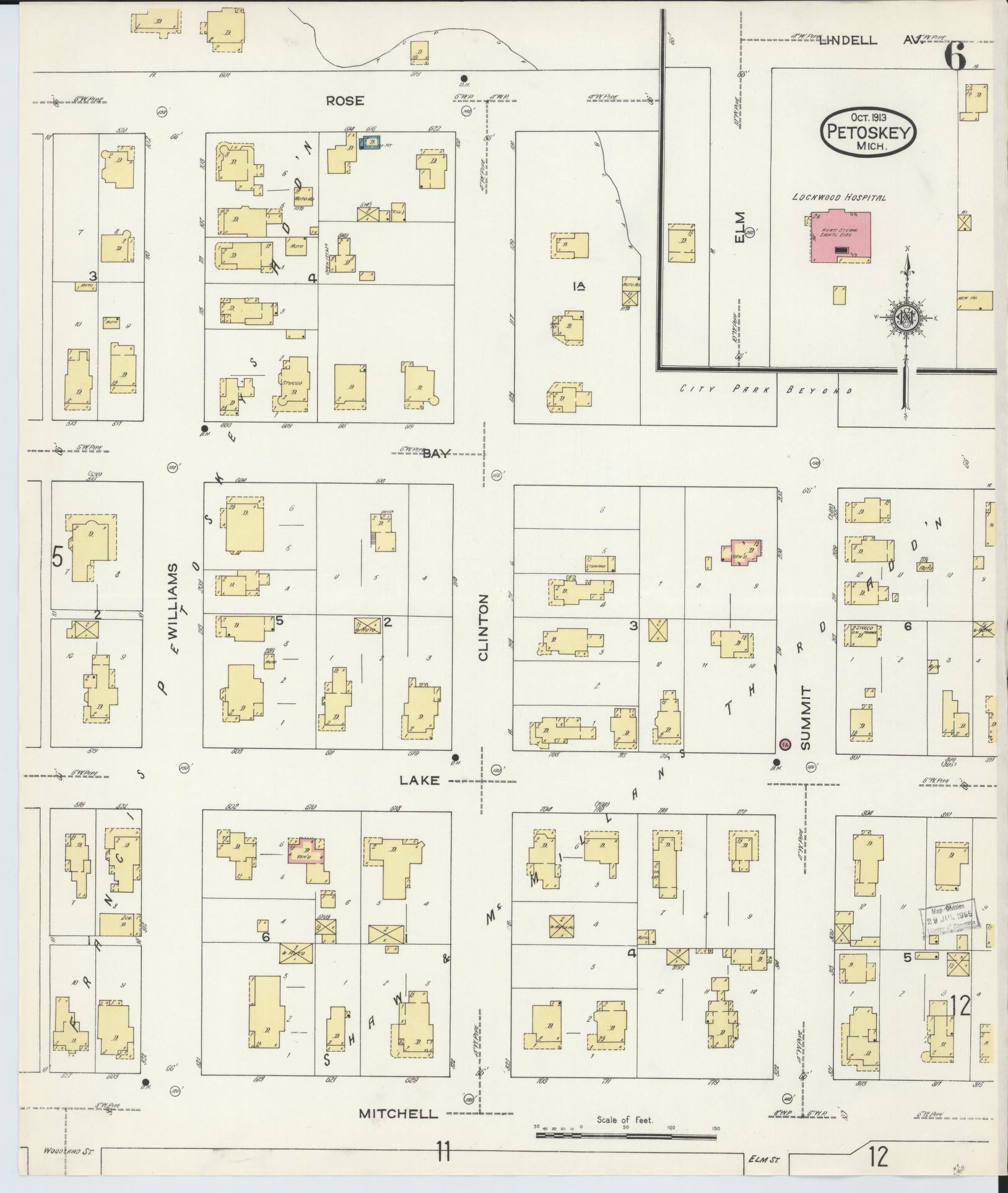 Sanborn Fire Insurance Map from Petoskey, Emmet County, Michigan (1913), Sheet #0006 - Complete Map Set gallery image, historic Sanborn map, vintage wall art, Michigan Michigan