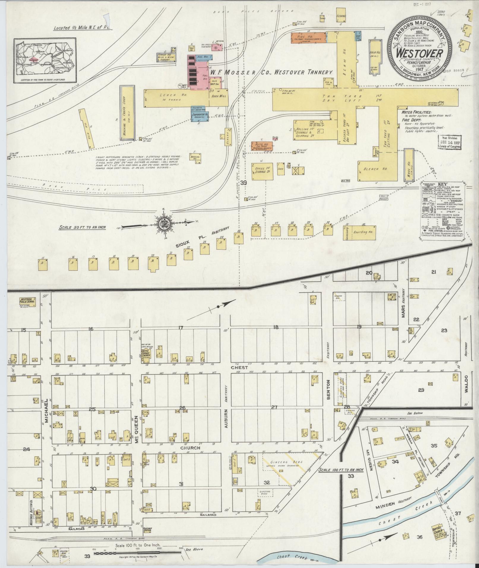 Sanborn Fire Insurance Map from Westover, Clearfield County, Pennsylvania. (1917) – Historic Sanborn Fire Insurance Map Print