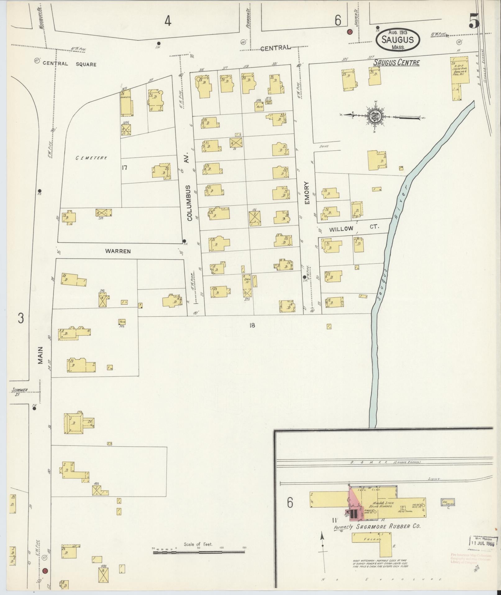 Sanborn Fire Insurance Map from Saugus, Essex County, Massachusetts (1913), Sheet #0005 - Complete Map Set gallery image, historic Sanborn map, vintage wall art, Massachusetts Massachusetts