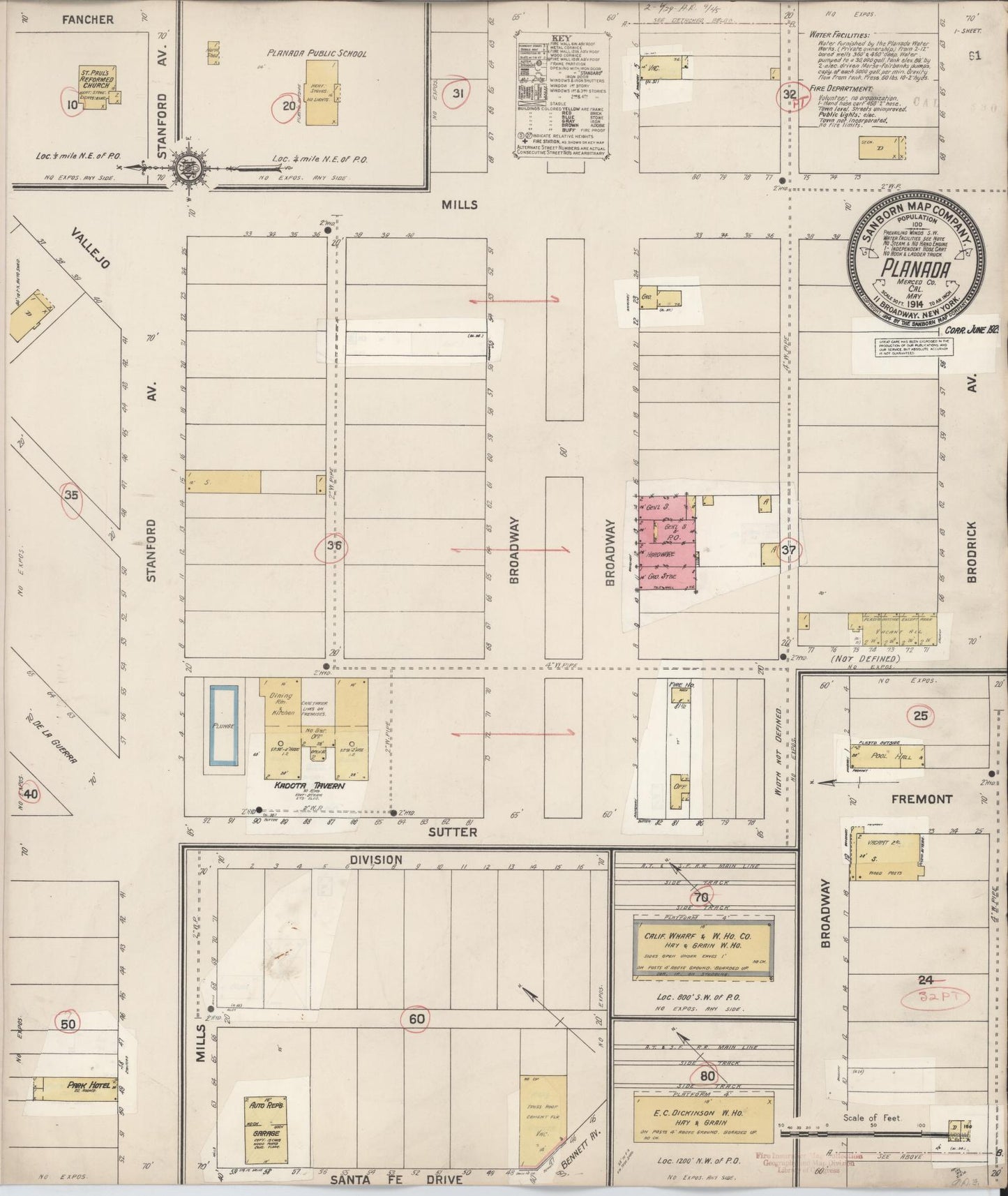 Sanborn Fire Insurance Map from Planada, Merced County, California. (1929) – Historic Sanborn Fire Insurance Map Print