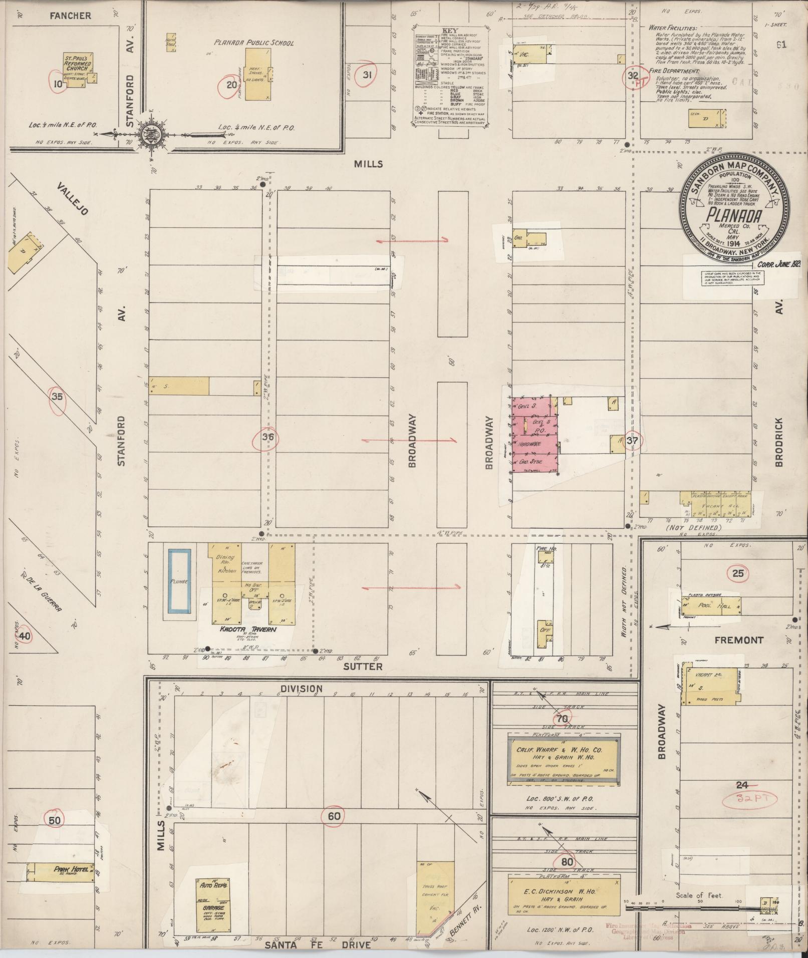 Sanborn Fire Insurance Map from Planada, Merced County, California. (1929) – Historic Sanborn Fire Insurance Map Print