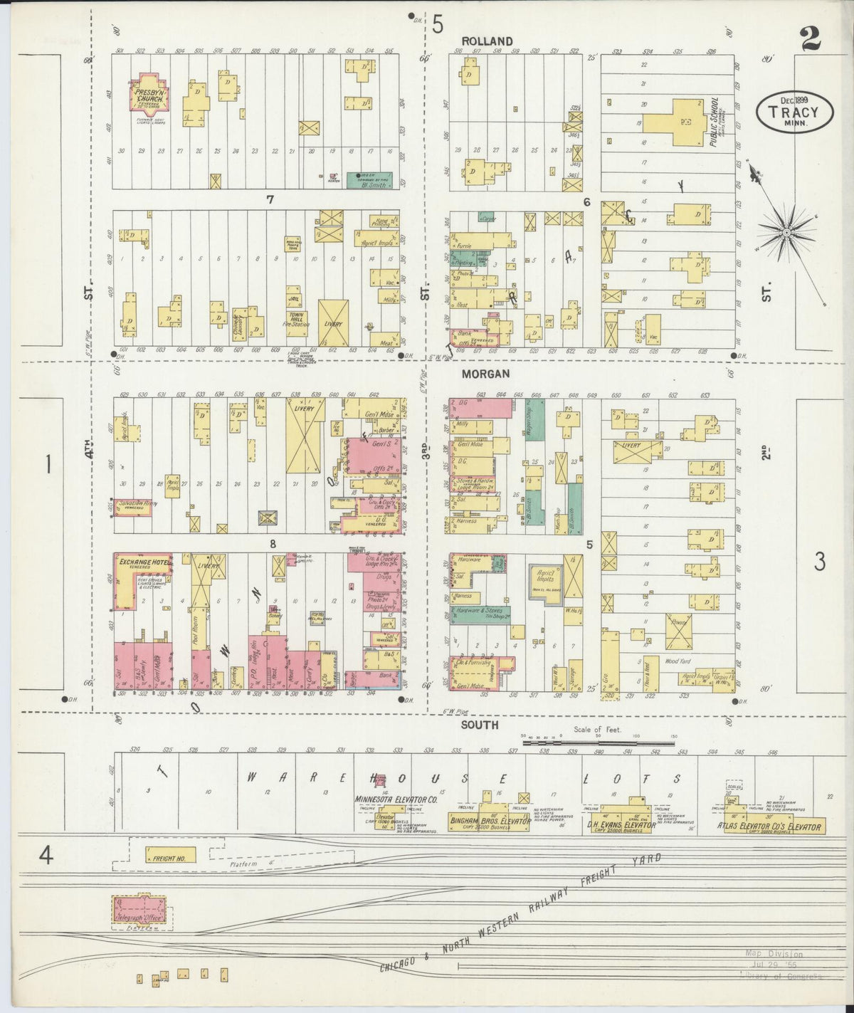 Sanborn Fire Insurance Map from Tracy, Lyon County, Minnesota (1899), Sheet #0002 - Historic Sanborn Fire Insurance Map Print, vintage old map wall art, antique decor, genealogy gift, Minnesota Minnesota map