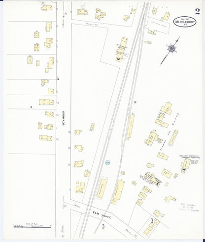 Sanborn Fire Insurance Map from Middlebury, Addison County, Vermont (1910), Sheet #0002 - Complete Map Set gallery image, historic Sanborn map, vintage wall art, Vermont Vermont