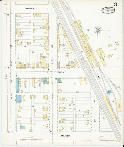 Sanborn Fire Insurance Map from Florence, Marion County, Kansas (1892), Sheet #0003 - Complete Map Set gallery image, historic Sanborn map, vintage wall art, Kansas Kansas