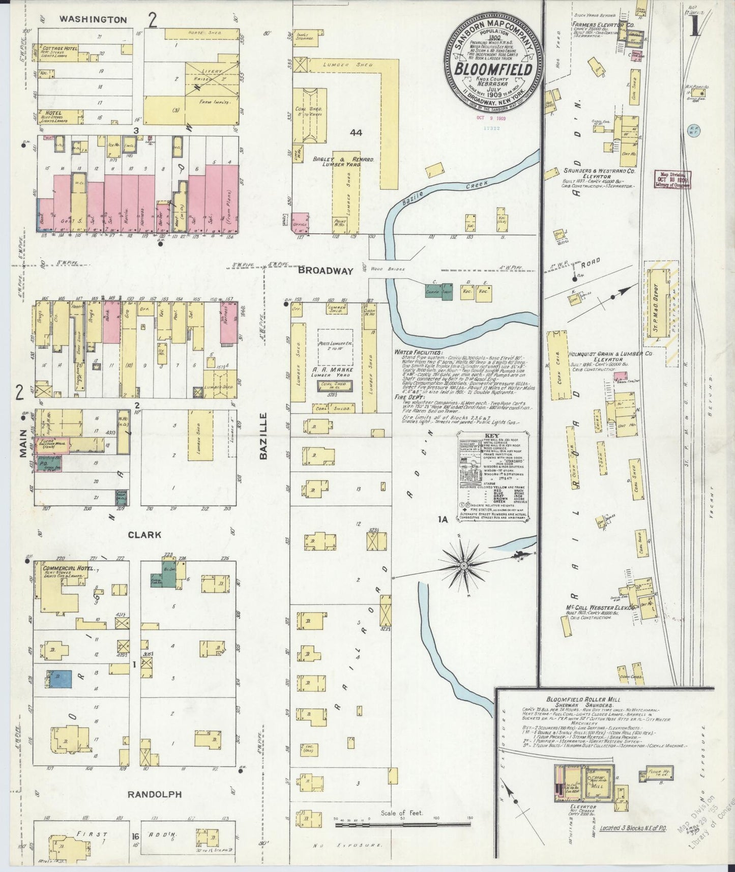 Sanborn Fire Insurance Map from Bloomfield, Knox County, Nebraska. (1909) – Historic Sanborn Fire Insurance Map Print