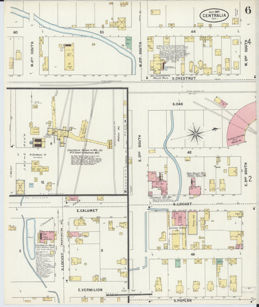 Sanborn Fire Insurance Map from Centralia, Marion, Clinton, Jefferson, and Washington Counties, Illinois (1897), Sheet #0006 - Historic Sanborn Fire Insurance Map Print, vintage old map wall art, antique decor, genealogy gift, Illinois Illinois map