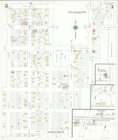 Sanborn Fire Insurance Map from Red Cloud, Webster County, Nebraska (1944), Sheet #0003 - Complete Map Set gallery image, historic Sanborn map, vintage wall art, Nebraska Nebraska