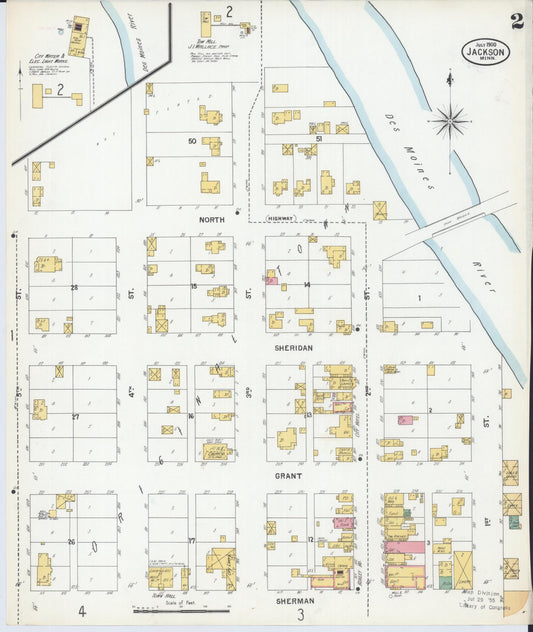 Sanborn Fire Insurance Map from Jackson, Jackson County, Minnesota (1900), Sheet #0002 - Historic Sanborn Fire Insurance Map Print, vintage old map wall art, antique decor, genealogy gift, Minnesota Minnesota map