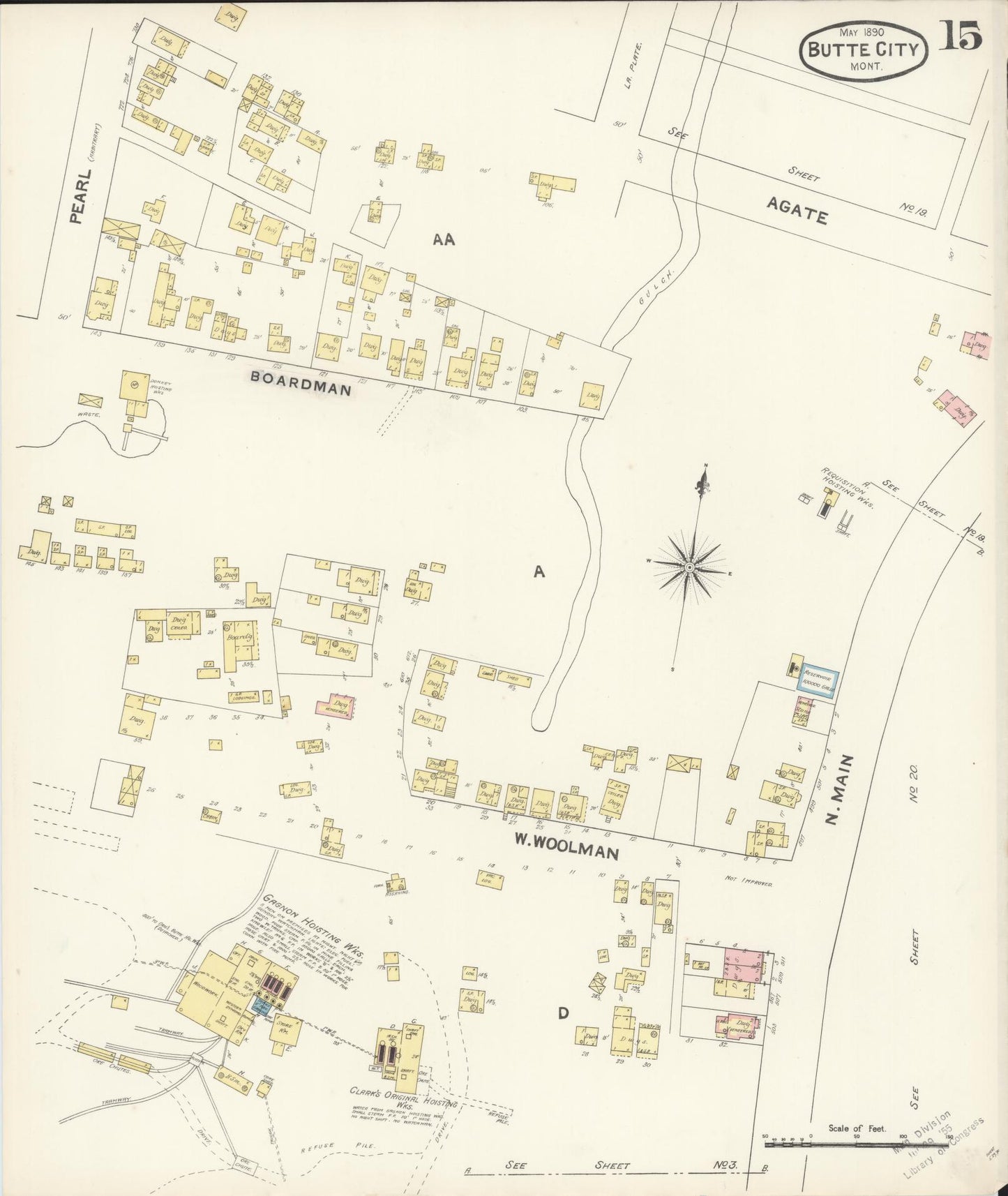 Sanborn Fire Insurance Map from Butte, Silver Bow County, Montana (1890), Sheet #0015 - Complete Map Set gallery image, historic Sanborn map, vintage wall art, Montana Montana