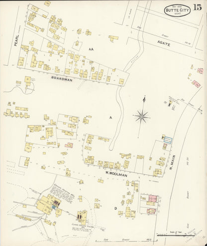 Sanborn Fire Insurance Map from Butte, Silver Bow County, Montana (1890), Sheet #0015 - Complete Map Set gallery image, historic Sanborn map, vintage wall art, Montana Montana