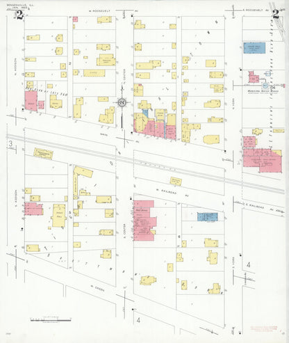 Sanborn Fire Insurance Map from Bensenville, Dupage County, Illinois (1933), Sheet #0002 - Historic Sanborn Fire Insurance Map Print, vintage old map wall art, antique decor, genealogy gift, Illinois Illinois map