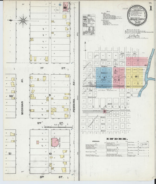 Sanborn Fire Insurance Map from Wahpeton, Richland County, North Dakota (1891), Sheet #0001 - Historic Sanborn Fire Insurance Map Print, vintage old map wall art, antique decor, genealogy gift, North Dakota North Dakota map