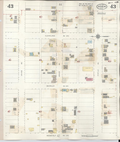 Sanborn Fire Insurance Map from Douglas, Cochise County, Arizona (1947), Sheet #0043 - Complete Map Set gallery image, historic Sanborn map, vintage wall art, Arizona Arizona