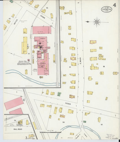 Sanborn Fire Insurance Map from Geneva, Ashtabula County, Ohio (1898), Sheet #0004 - Historic Sanborn Fire Insurance Map Print, vintage old map wall art, antique decor, genealogy gift, Ohio Ohio map