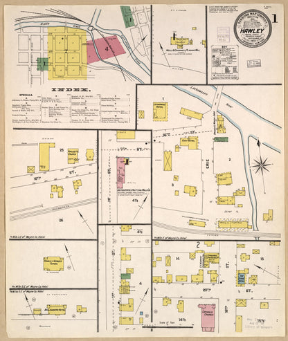 Sanborn Fire Insurance Map from Hawley, Wayne County, Pennsylvania (1903), Sheet #0001 - Historic Sanborn Fire Insurance Map Print, vintage old map wall art, antique decor, genealogy gift, Pennsylvania Pennsylvania map