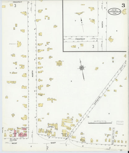 Sanborn Fire Insurance Map from Litchfield, Litchfield County, Connecticut (1910), Sheet #0003 - Complete Map Set gallery image, historic Sanborn map, vintage wall art, Connecticut Connecticut