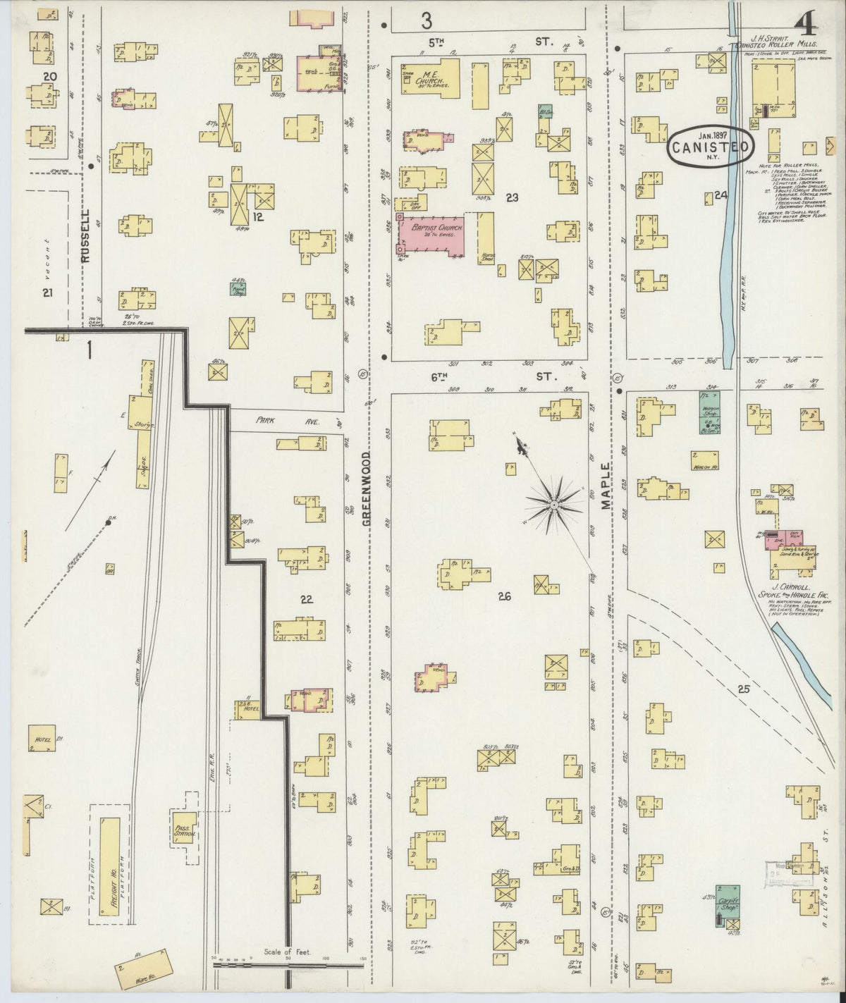 Sanborn Fire Insurance Map from Canisteo, Steuben County, New York (1897), Sheet #0004 - Complete Map Set gallery image, historic Sanborn map, vintage wall art, New York New York