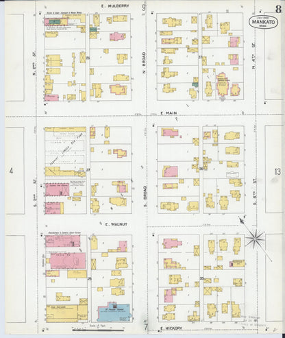 Sanborn Fire Insurance Map from Mankato, Blue Earth County, Minnesota (1900), Sheet #0008 - Complete Map Set gallery image, historic Sanborn map, vintage wall art, Minnesota Minnesota