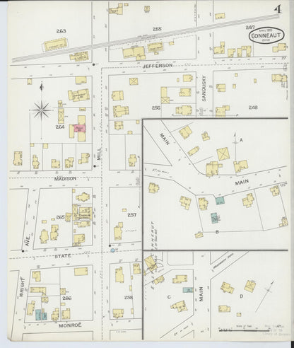 Sanborn Fire Insurance Map from Conneaut, Ashtabula County, Ohio (1893), Sheet #0004 - Historic Sanborn Fire Insurance Map Print, vintage old map wall art, antique decor, genealogy gift, Ohio Ohio map
