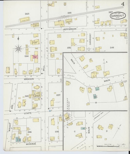 Sanborn Fire Insurance Map from Conneaut, Ashtabula County, Ohio (1893), Sheet #0004 - Historic Sanborn Fire Insurance Map Print, vintage old map wall art, antique decor, genealogy gift, Ohio Ohio map