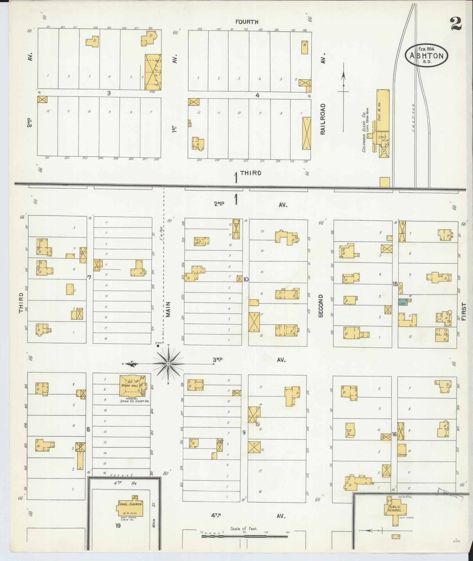 Sanborn Fire Insurance Map from Ashton, Spink County, South Dakota (1904), Sheet #0002 - Historic Sanborn Fire Insurance Map Print, vintage old map wall art, antique decor, genealogy gift, South Dakota South Dakota map