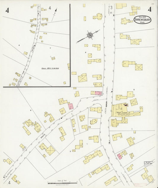 Sanborn Fire Insurance Map from Shrewsbury, Worcester County, Massachusetts (1925), Sheet #0004 - Historic Sanborn Fire Insurance Map Print, vintage old map wall art, antique decor, genealogy gift, Massachusetts Massachusetts map