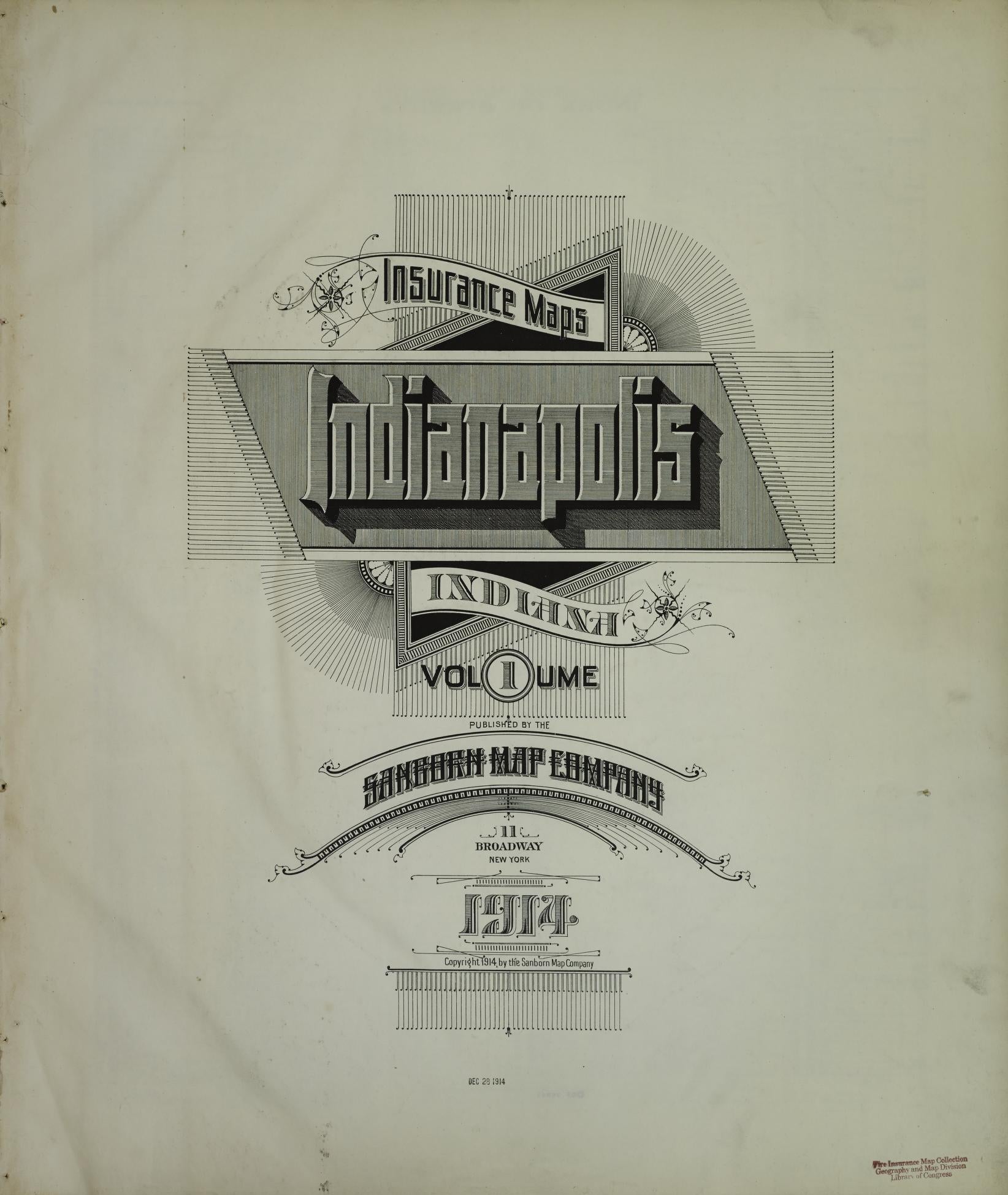 Sanborn Fire Insurance Map from Indianapolis, Marion County, Indiana (1914), Sheet #0001 - Complete Map Set gallery image, historic Sanborn map, vintage wall art, Indiana Indiana