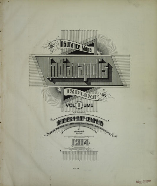 Sanborn Fire Insurance Map from Indianapolis, Marion County, Indiana (1914), Sheet #0001 - Complete Map Set gallery image, historic Sanborn map, vintage wall art, Indiana Indiana