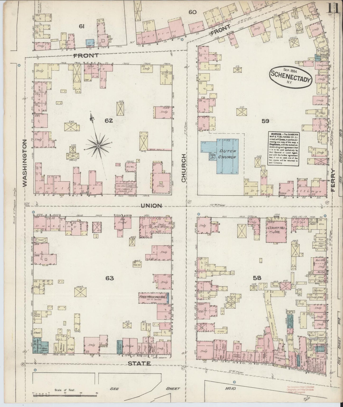 Sanborn Fire Insurance Map from Schenectady, Schenectady County, New York (1884), Sheet #0011 - Complete Map Set gallery image, historic Sanborn map, vintage wall art, New York New York