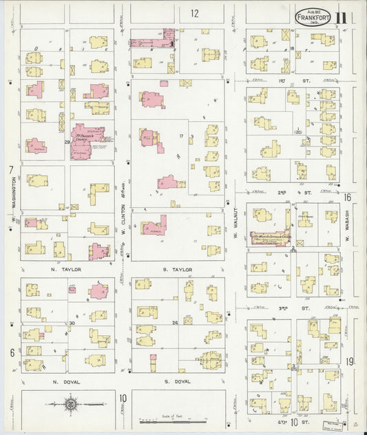 Sanborn Fire Insurance Map from Frankfort, Clinton County, Indiana (1912), Sheet #0011 - Historic Sanborn Fire Insurance Map Print, vintage old map wall art, antique decor, genealogy gift, Indiana Indiana map