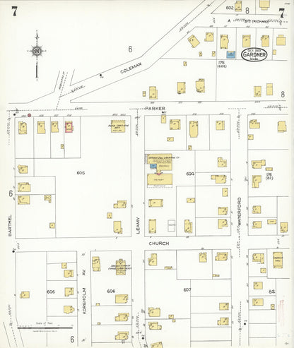 Sanborn Fire Insurance Map from Gardner, Worcester County, Massachusetts (1923), Sheet #0007 - Complete Map Set gallery image, historic Sanborn map, vintage wall art, Massachusetts Massachusetts