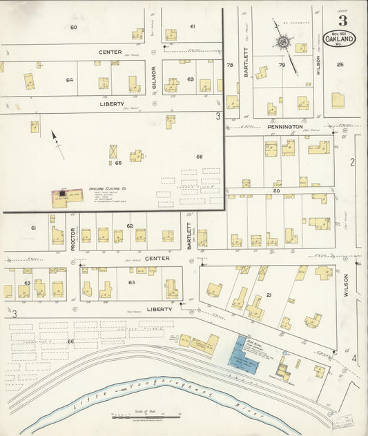 Sanborn Fire Insurance Map from Oakland, Garrett County, Maryland (1921), Sheet #0003 - Historic Sanborn Fire Insurance Map Print, vintage old map wall art