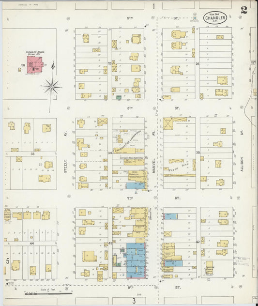 Sanborn Fire Insurance Map from Chandler, Lincoln County, Oklahoma (1904), Sheet #0002 - Historic Sanborn Fire Insurance Map Print, vintage old map wall art, antique decor, genealogy gift, Oklahoma Oklahoma map