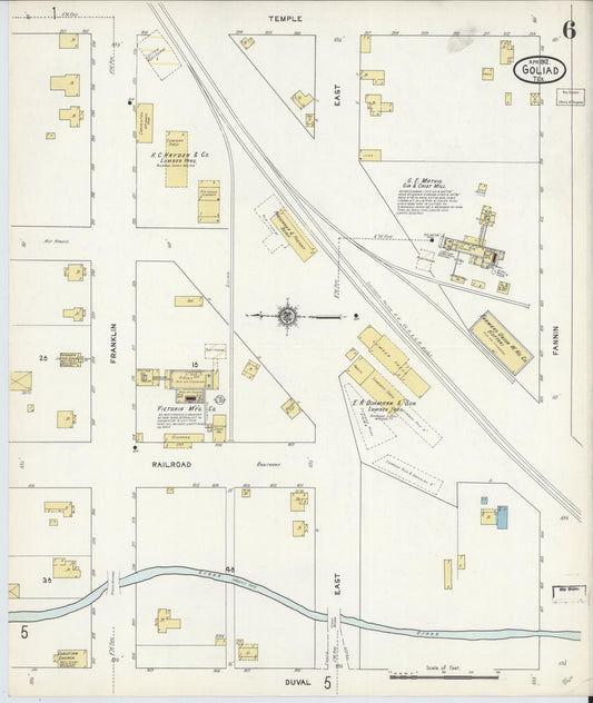 Sanborn Fire Insurance Map from Goliad, Goliad County, Texas (1912), Sheet #0006 - Historic Sanborn Fire Insurance Map Print, vintage old map wall art, antique decor, genealogy gift, Texas Texas map