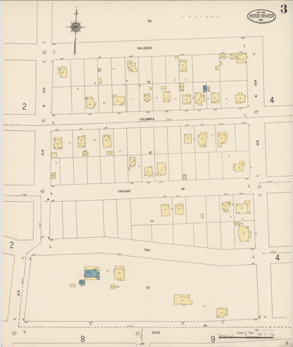 Sanborn Fire Insurance Map from Hood River, Hood River County, Oregon (1916), Sheet #0003 - Complete Map Set gallery image, historic Sanborn map, vintage wall art, Oregon Oregon